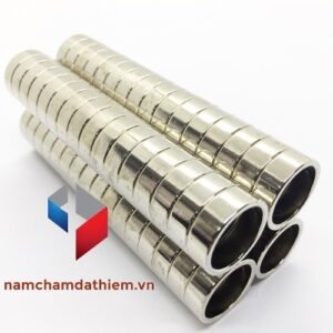 Nam châm tròn D22x7 lỗ 18 mm mạ Nikel